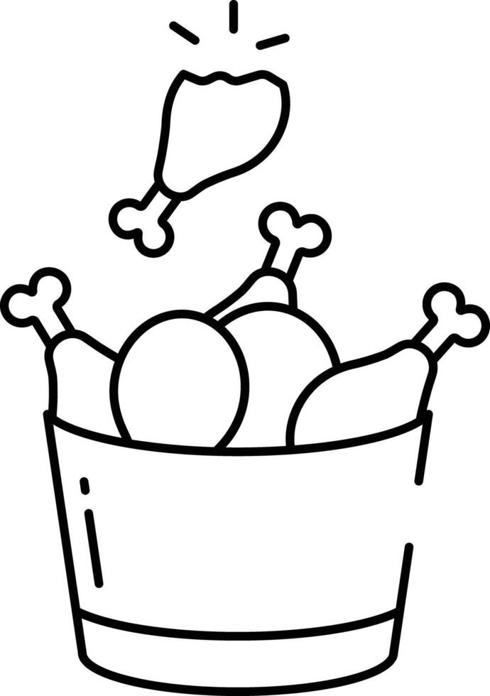 Chicken fry outline illustration vector