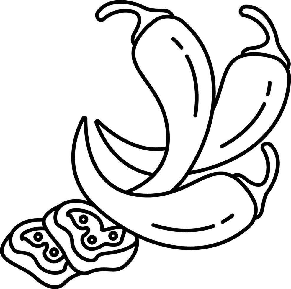 Chili pepper outline illustration vector