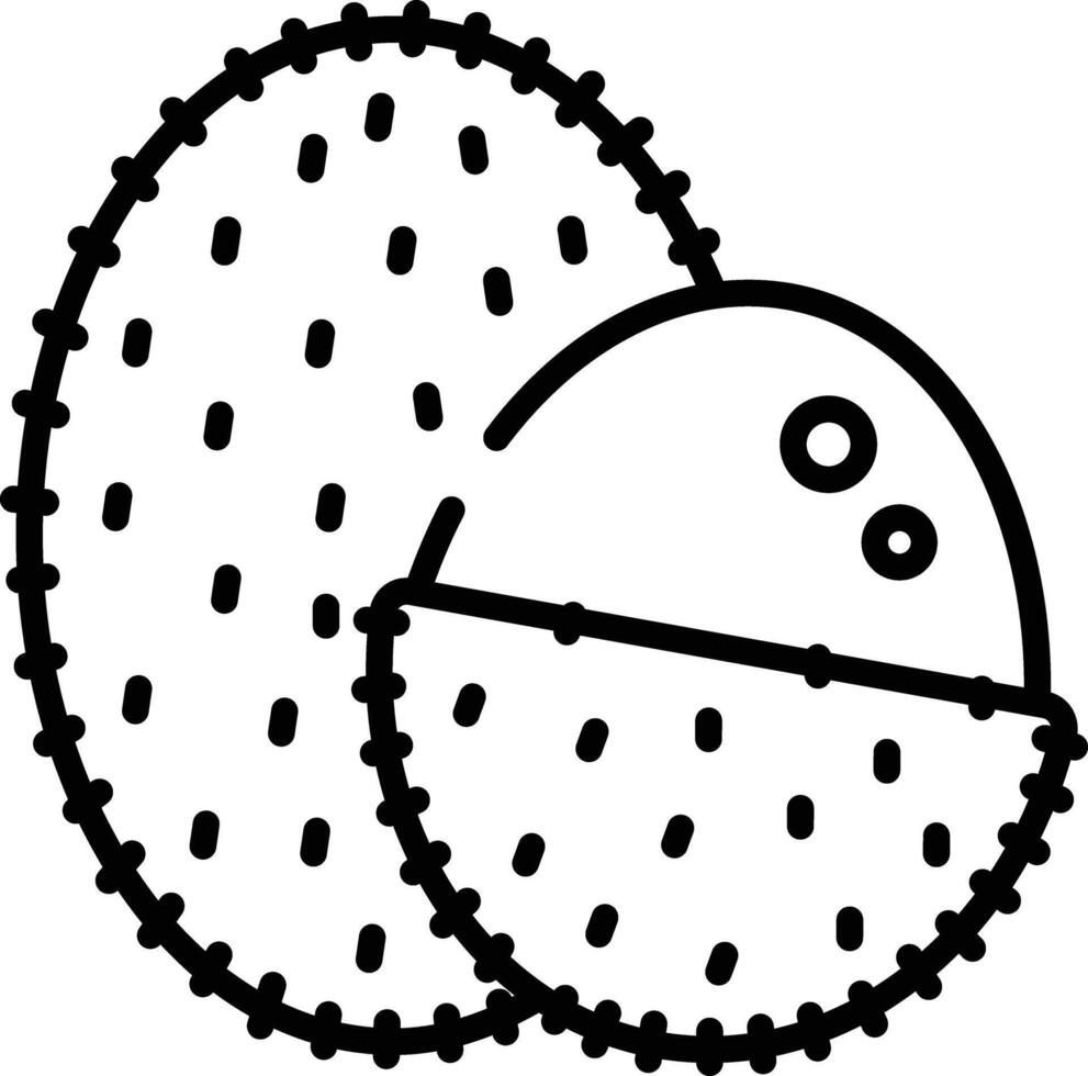 Lychee slice outline illustration vector