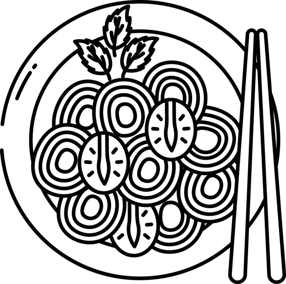 Spaghetti Italian outline illustration vector