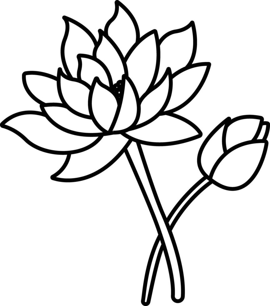 Lotus flower outline illustration vector