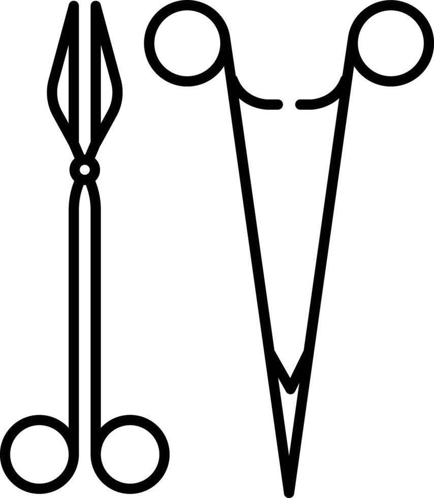 Surgical scissors outline illustration vector