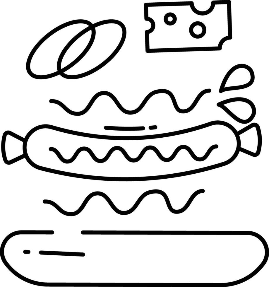 hot dog outline illustration vector