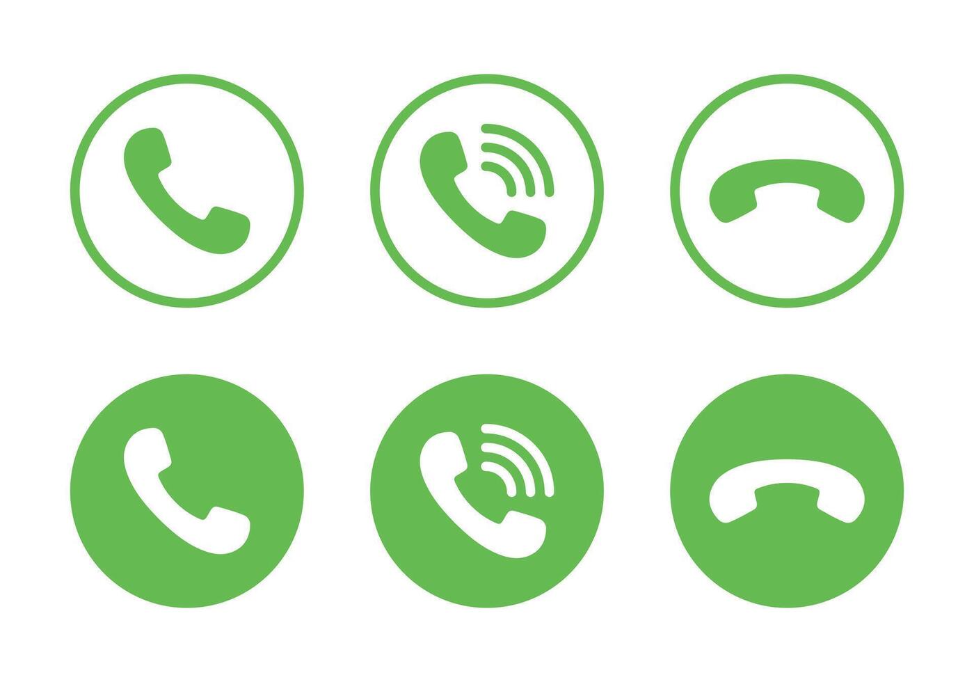 Phone, telephone, handset icon set in flat style vector