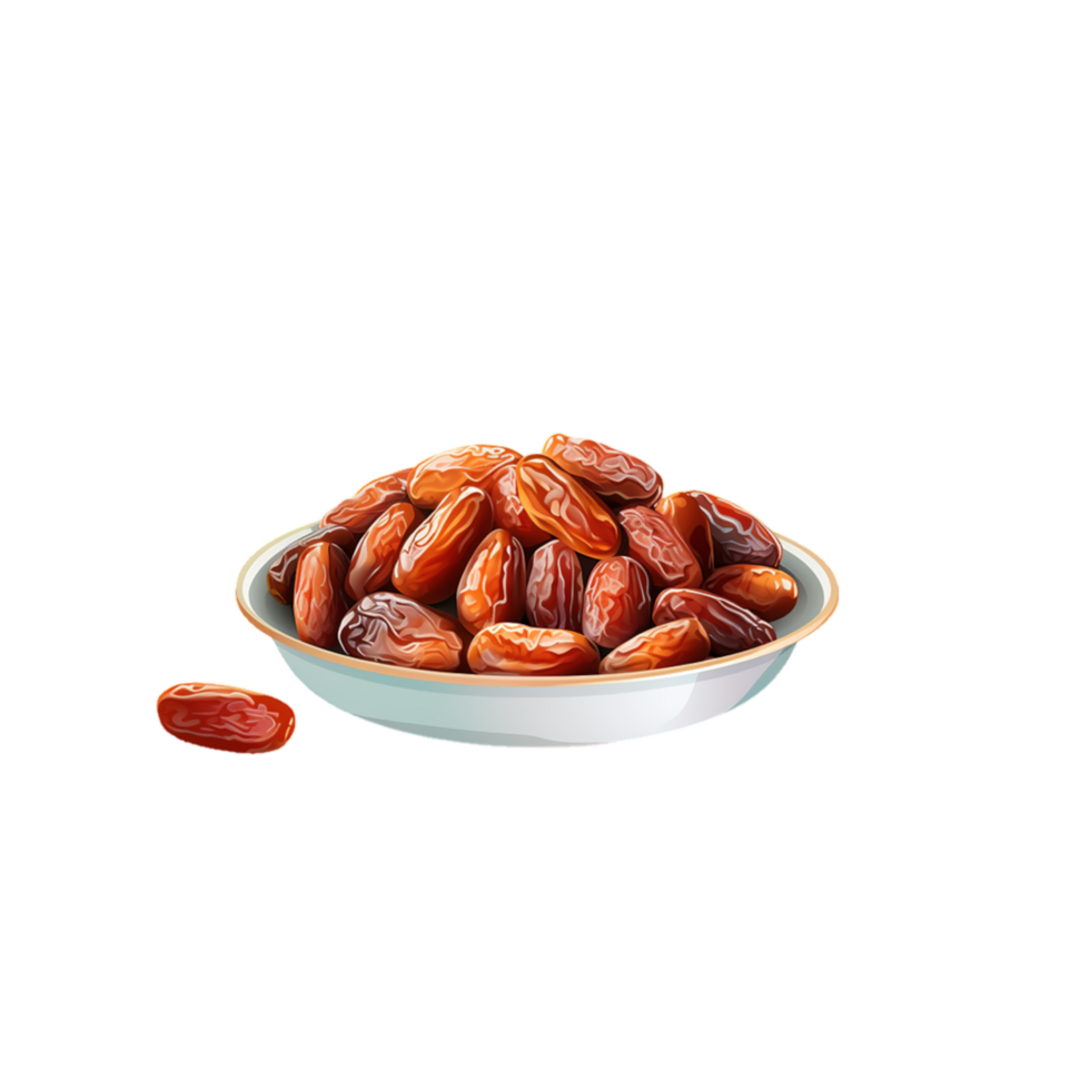 generated ai Dates in a bowl isolated on a transparent background popular for takjil in ramadan png