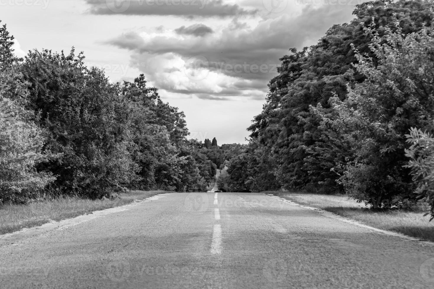 Beautiful empty asphalt road in countryside on light background photo