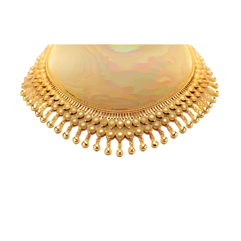 generated ai Gold necklace on white mannequin on transparent background png