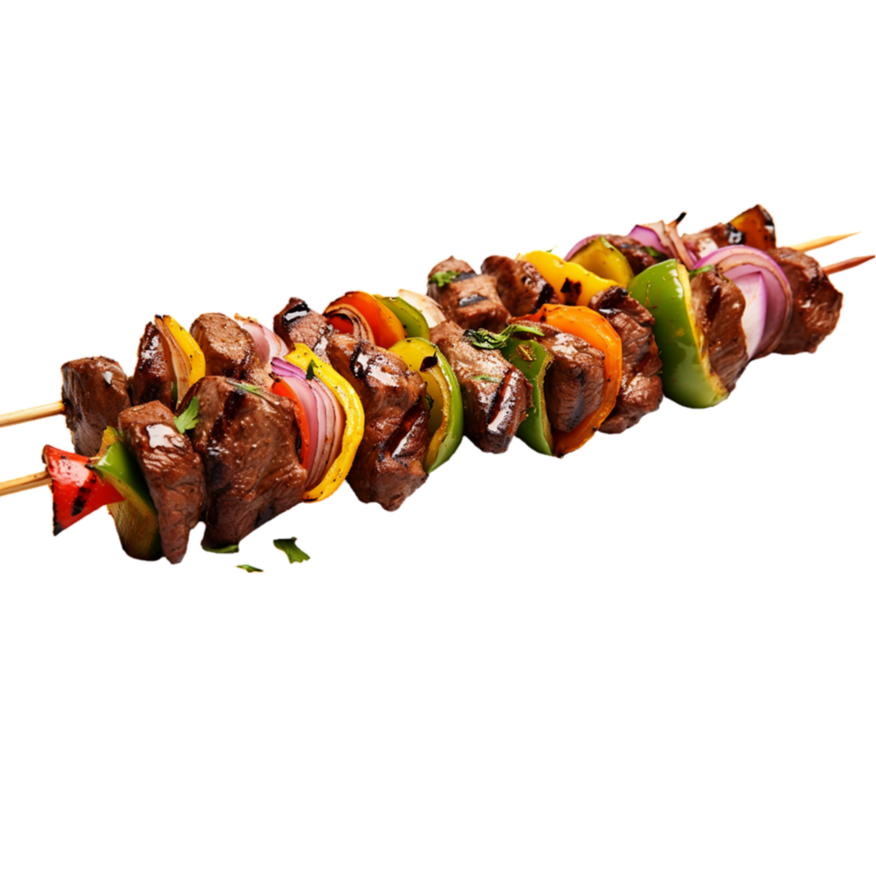 generated ai Grilled meat and vegetable skewers bbq on a transparent background png