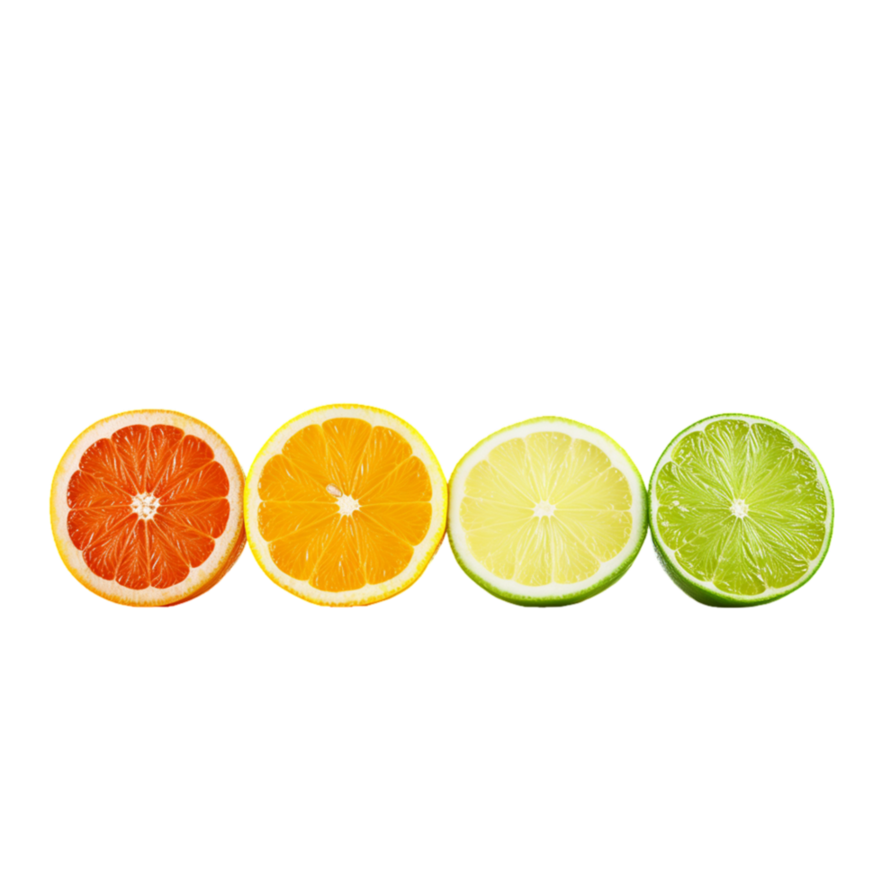generated ai A group of citrus fruits with green leaves on them png