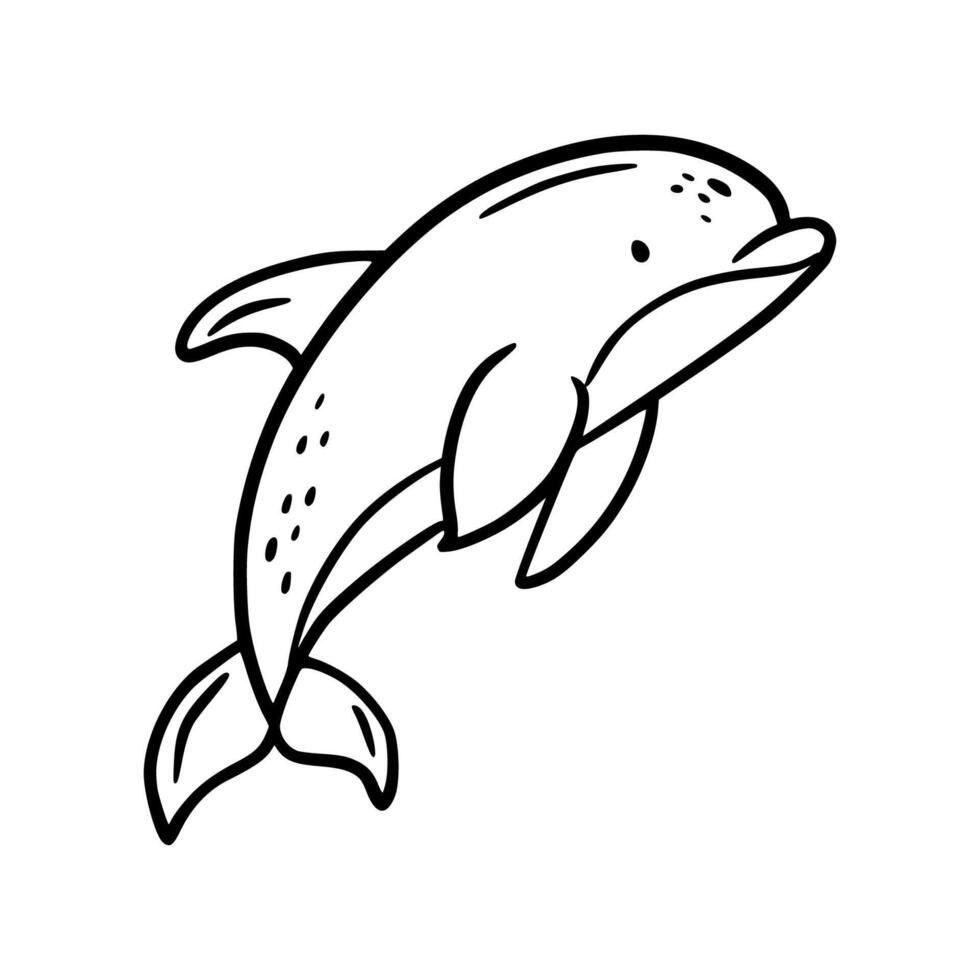 Dolphin. Doodle icon on white background. vector