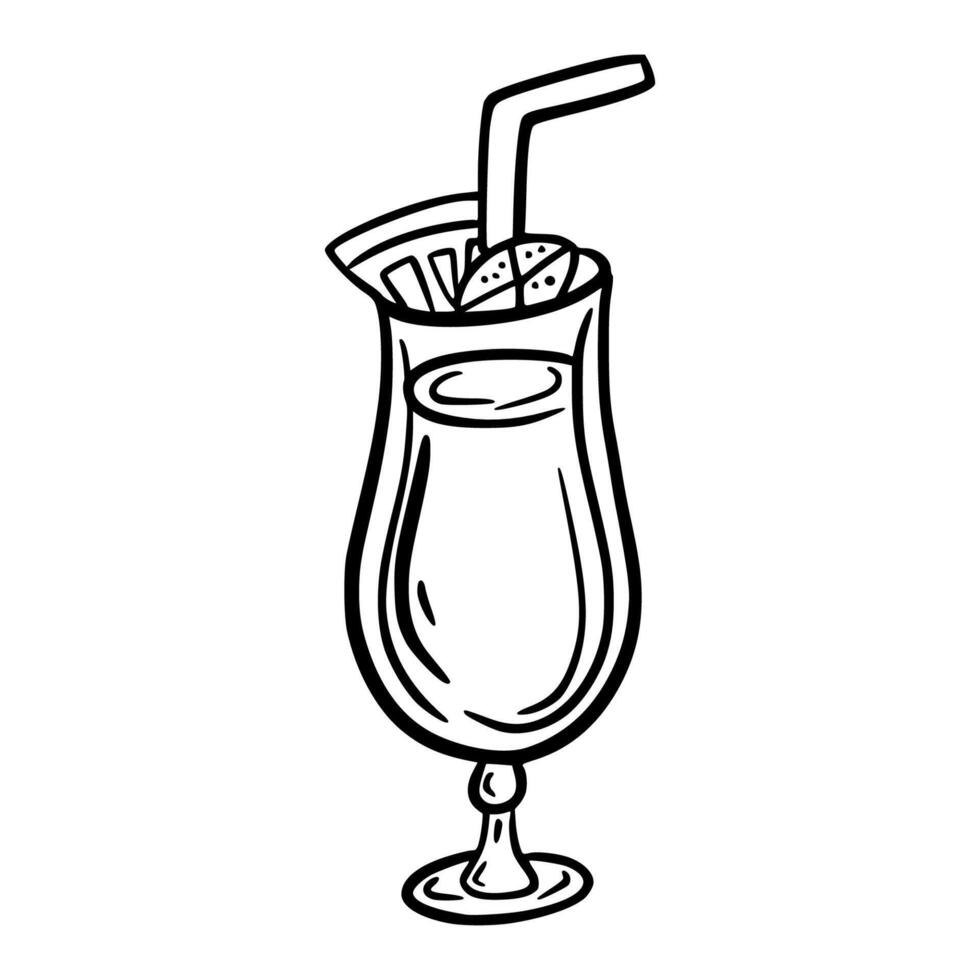 Cocktail. Doodle icon on white background. vector