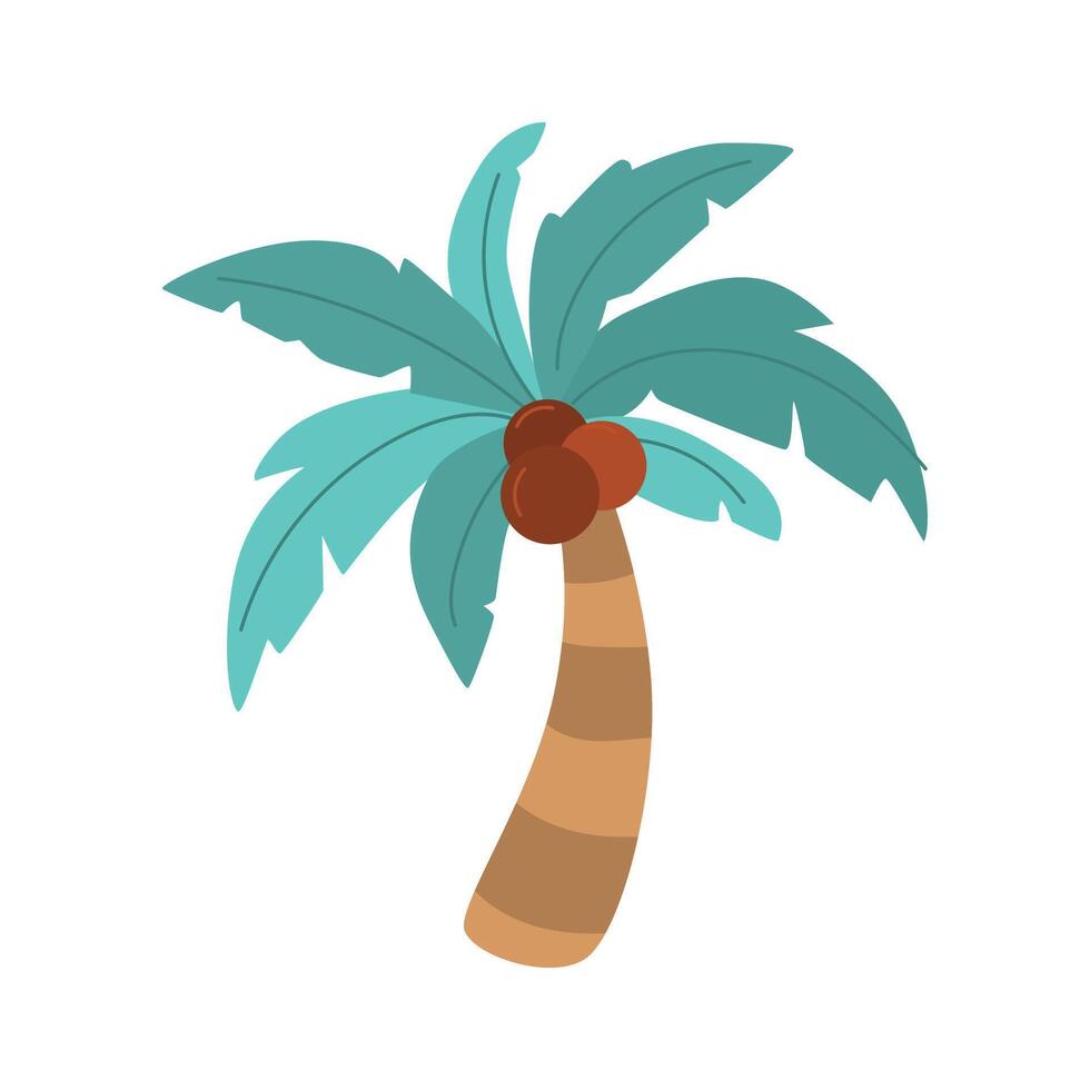 palma árbol con cocos icono en blanco antecedentes vector