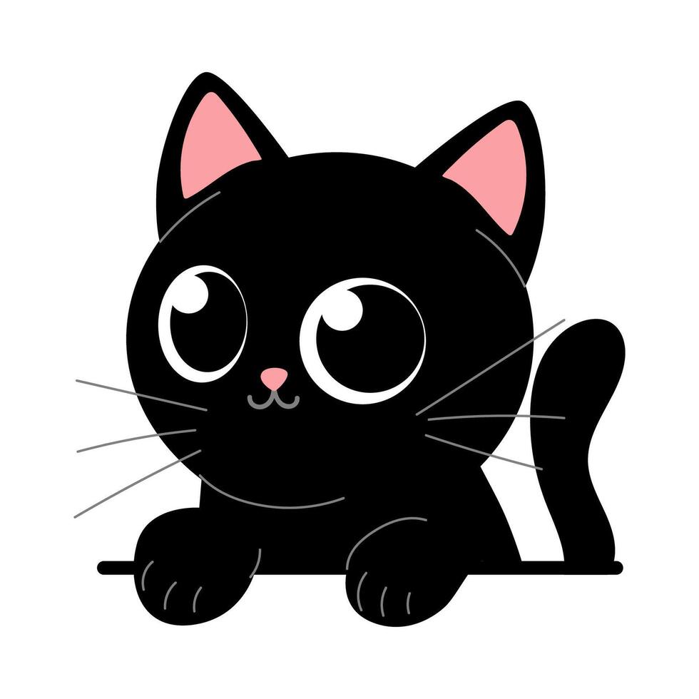 linda negro gatito en un blanco antecedentes vector