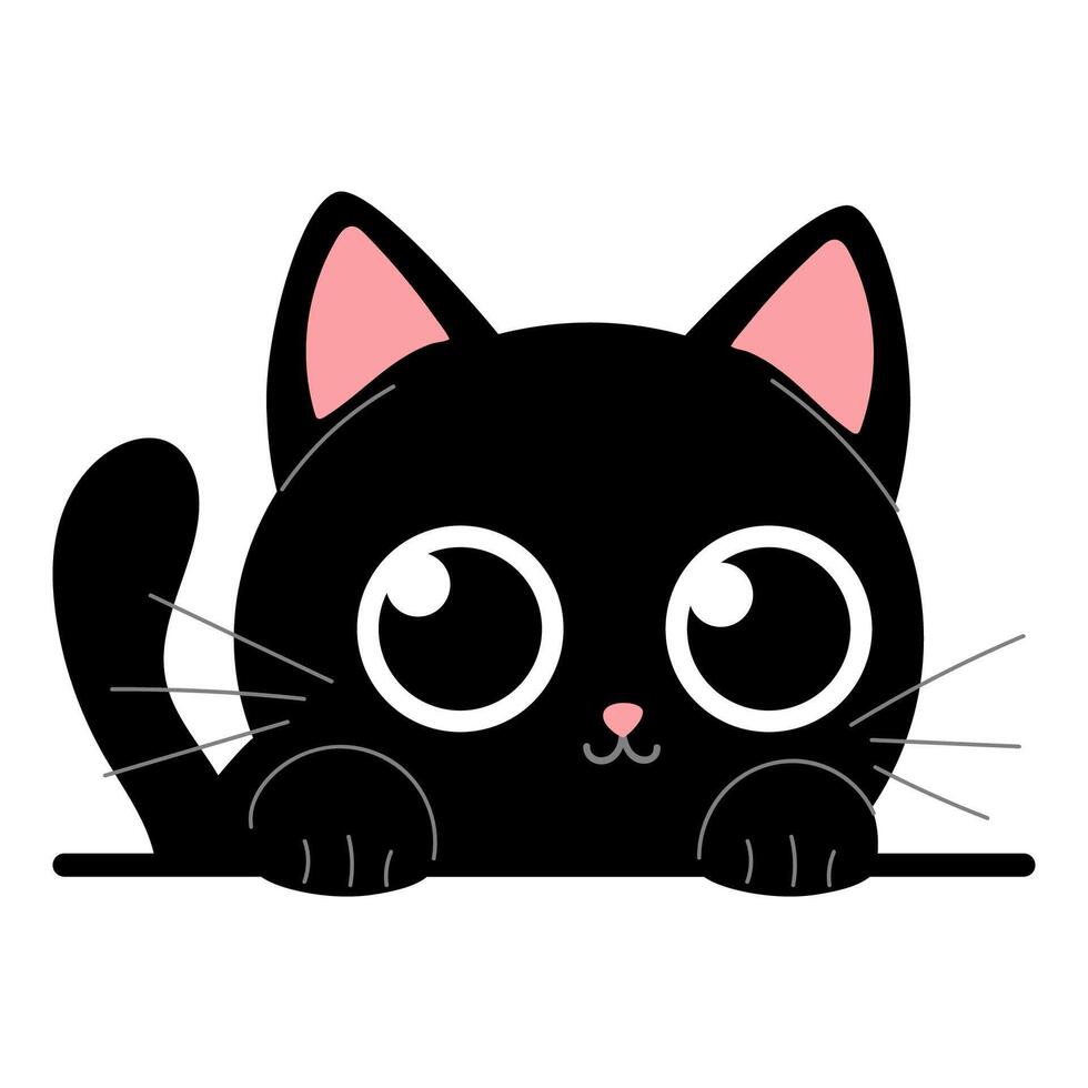 Cute black kitten on a white background vector