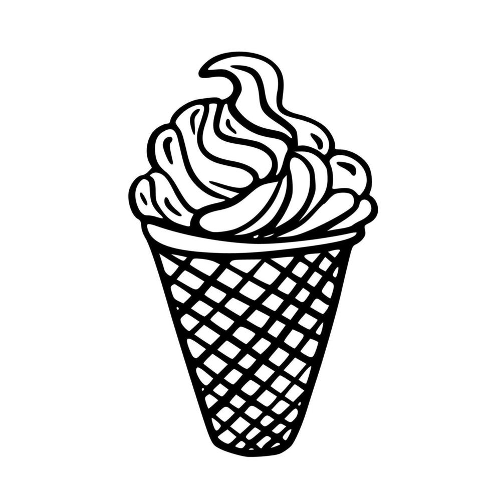 Ice cream. Doodle icon on white background. vector
