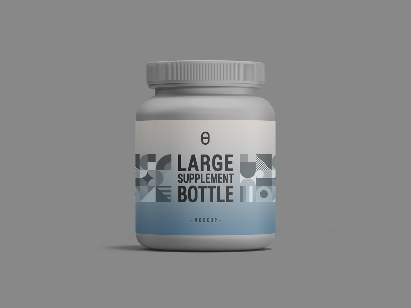 Grey or Silver Supplement Jar or Bottle Mockup Product Packaging Template. Big Size Supplement Bottle psd