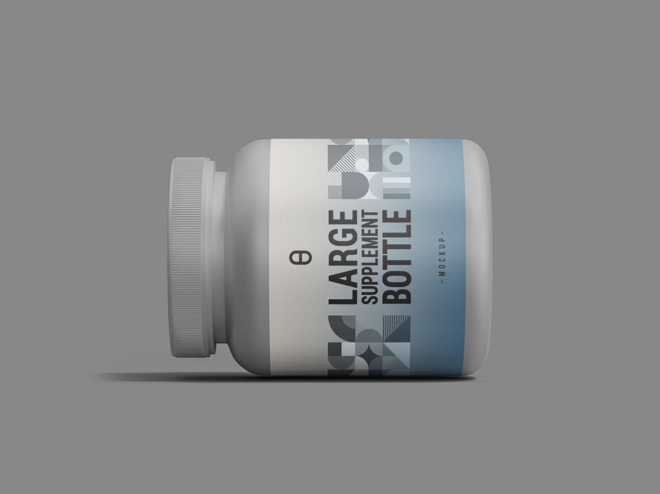 Grey or Silver Supplement Jar or Bottle Mockup Product Packaging Template. Big Size Supplement Bottle psd