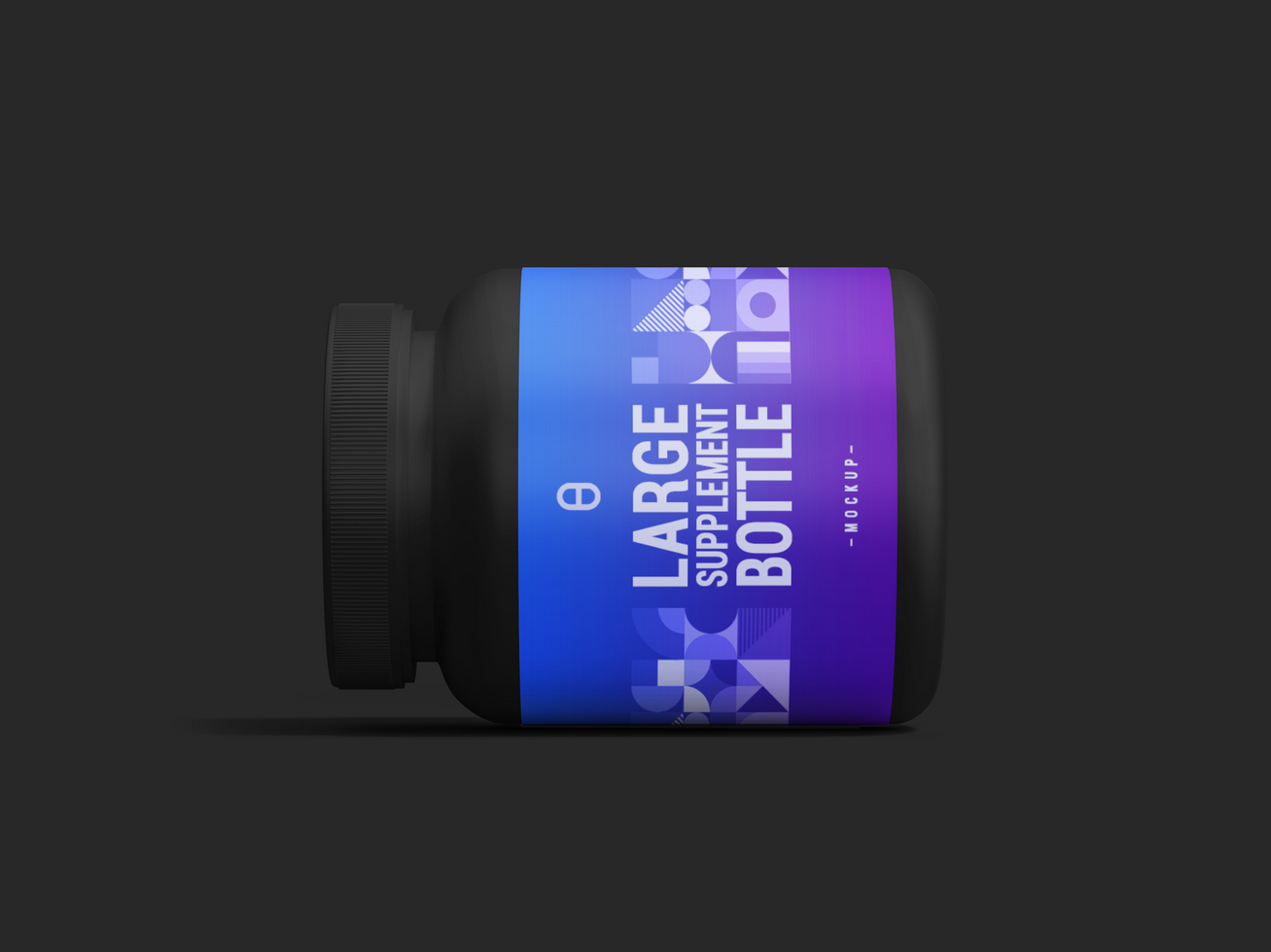 Big black Supplement Jar or Bottle Mockup Product Packaging Template. Editable and Easy to use psd