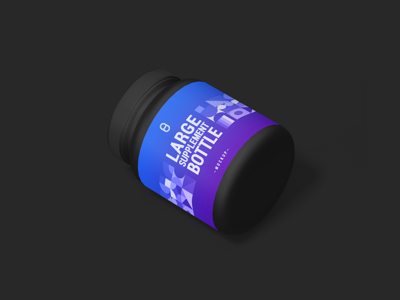 Big black Supplement Jar or Bottle Mockup Product Packaging Template. Editable and Easy to use psd