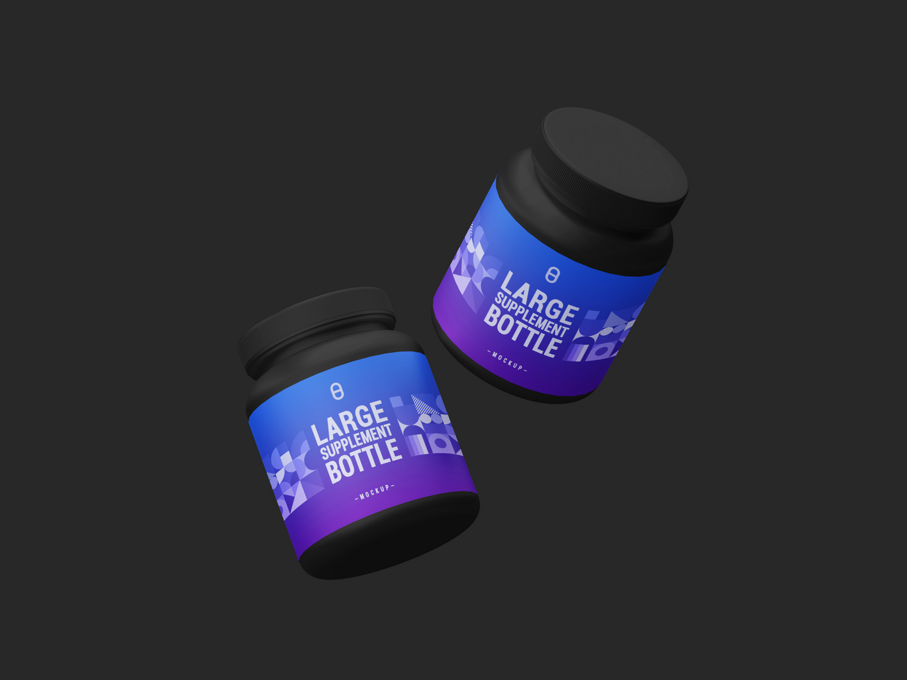 Big black Supplement Jar or Bottle Mockup Product Packaging Template. Editable and Easy to use psd
