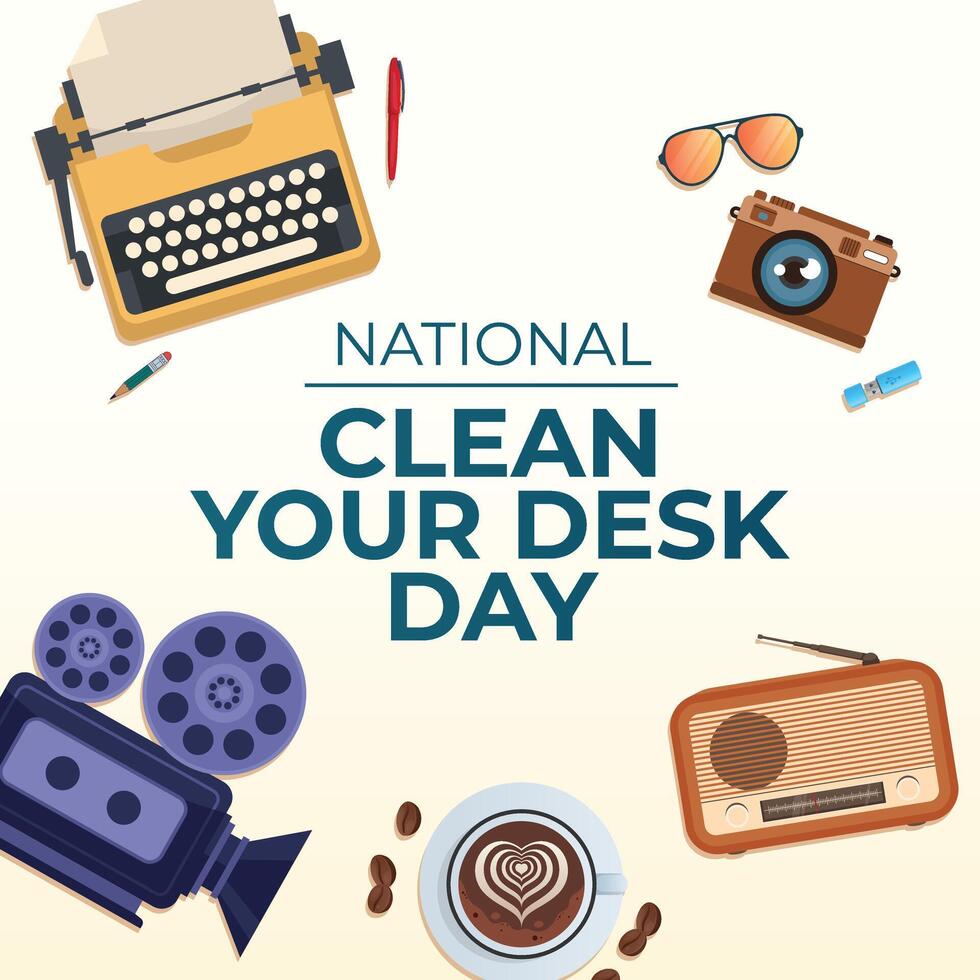 National Clean Your Desk Day design template. clean desk illustration. eps 10. flat design. vector