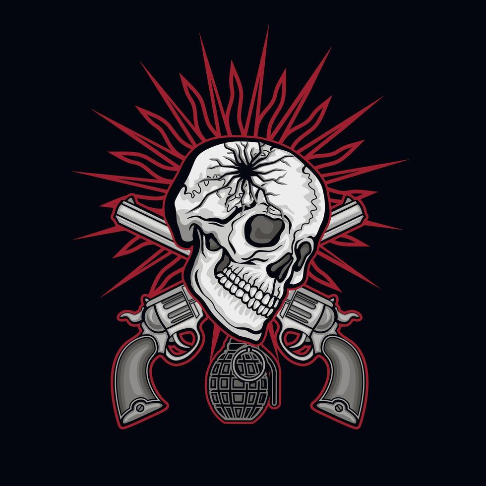 Signo gótico con calavera, camisetas de diseño vintage grunge vector