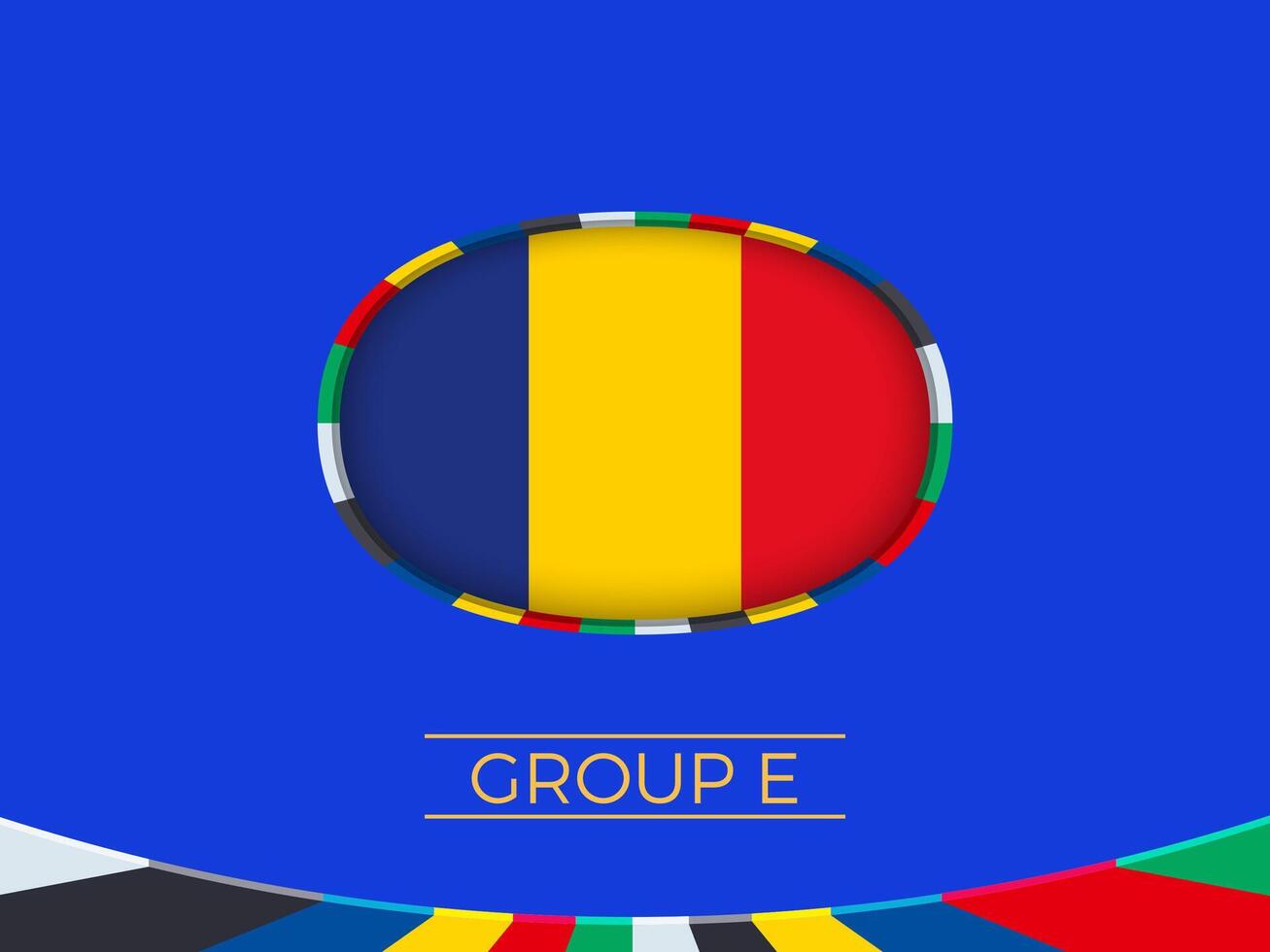 Romania flag for 2024 European football tournament, national team sign. vector