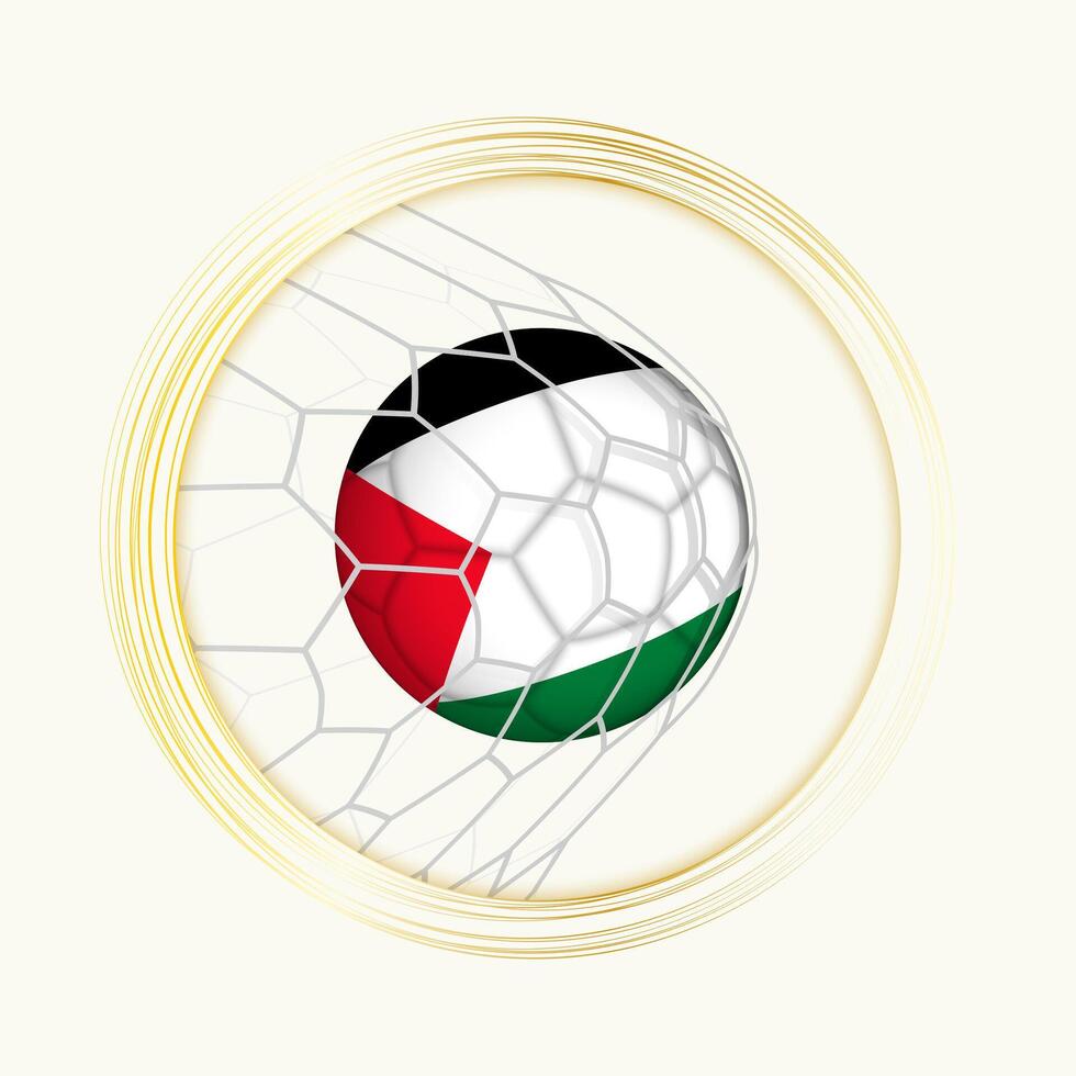 Palestine scoring goal, abstract football symbol with illustration of Palestine ball in soccer net. vector