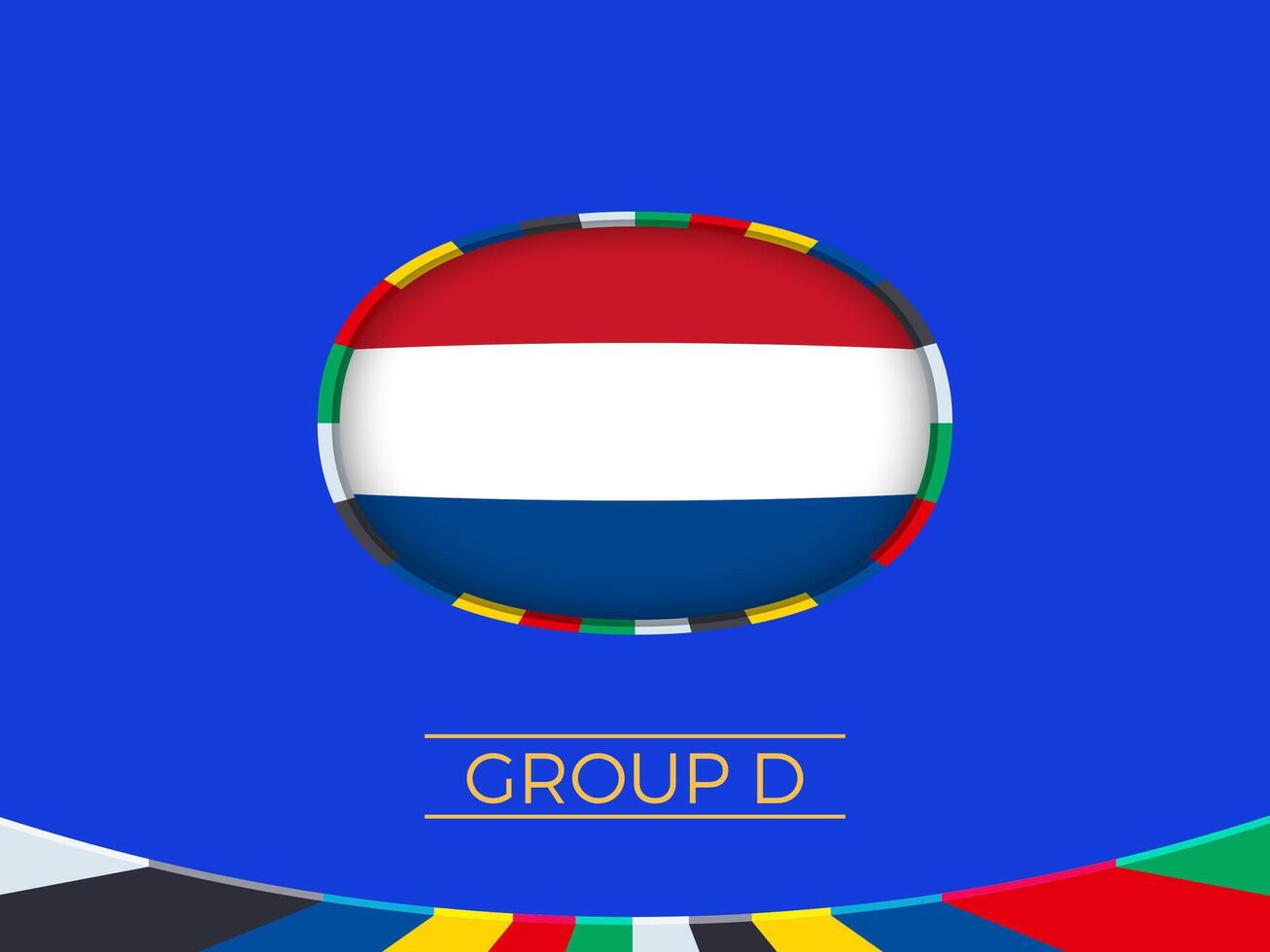 Netherlands flag for 2024 European football tournament, national team sign. vector