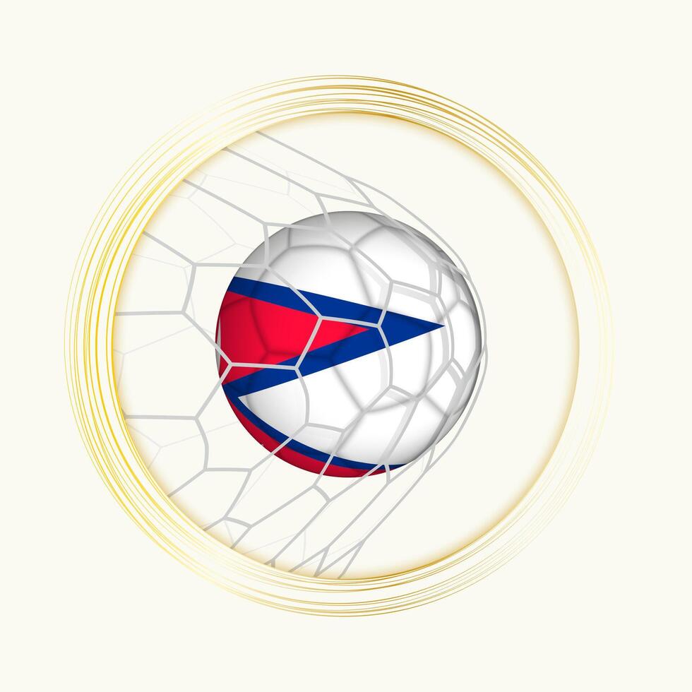 Nepal scoring goal, abstract football symbol with illustration of Nepal ball in soccer net. vector