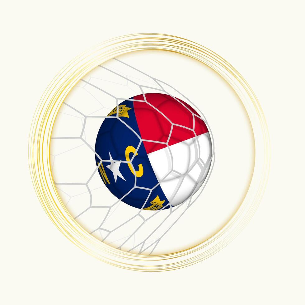 North Carolina scoring goal, abstract football symbol with illustration of North Carolina ball in soccer net. vector