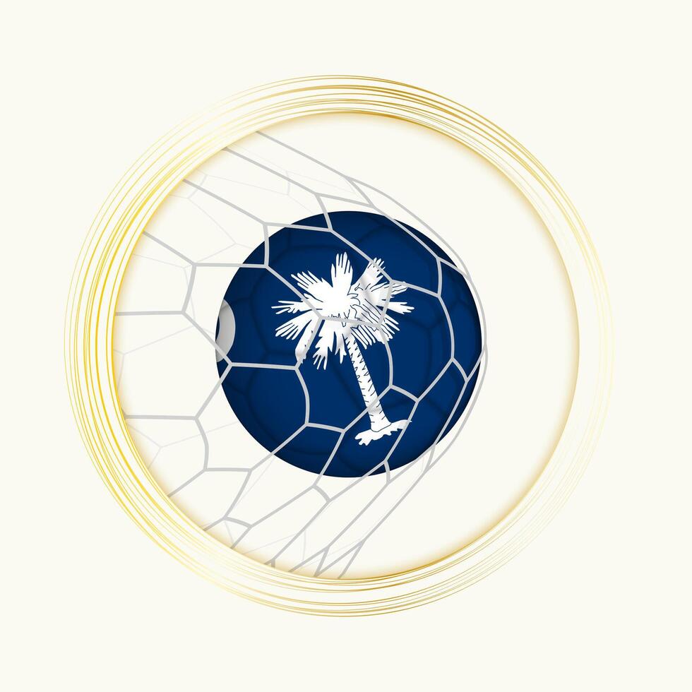 South Carolina scoring goal, abstract football symbol with illustration of South Carolina ball in soccer net. vector