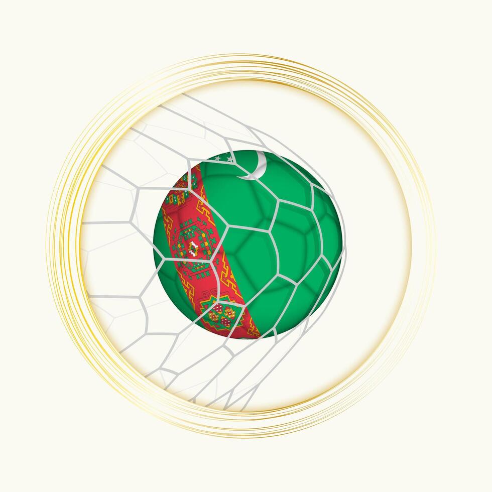 Turkmenistán puntuación meta, resumen fútbol americano símbolo con ilustración de Turkmenistán pelota en fútbol neto. vector