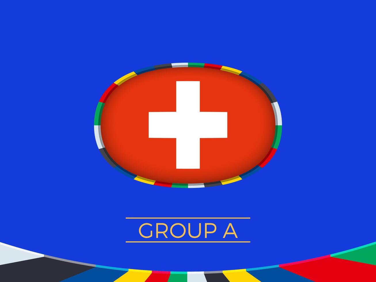 Switzerland flag for 2024 European football tournament, national team sign. vector