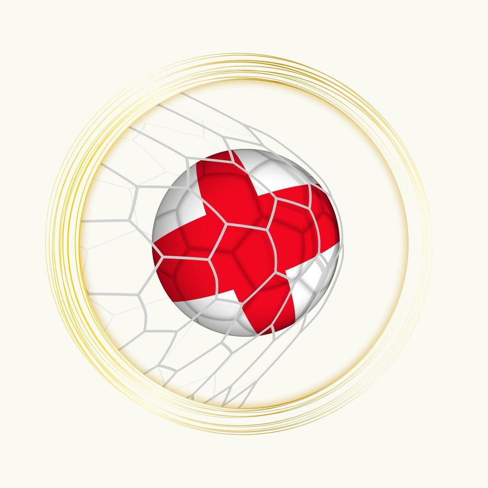 England scoring goal, abstract football symbol with illustration of England ball in soccer net. vector