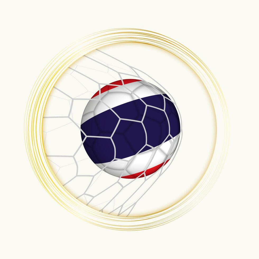 Thailand scoring goal, abstract football symbol with illustration of Thailand ball in soccer net. vector