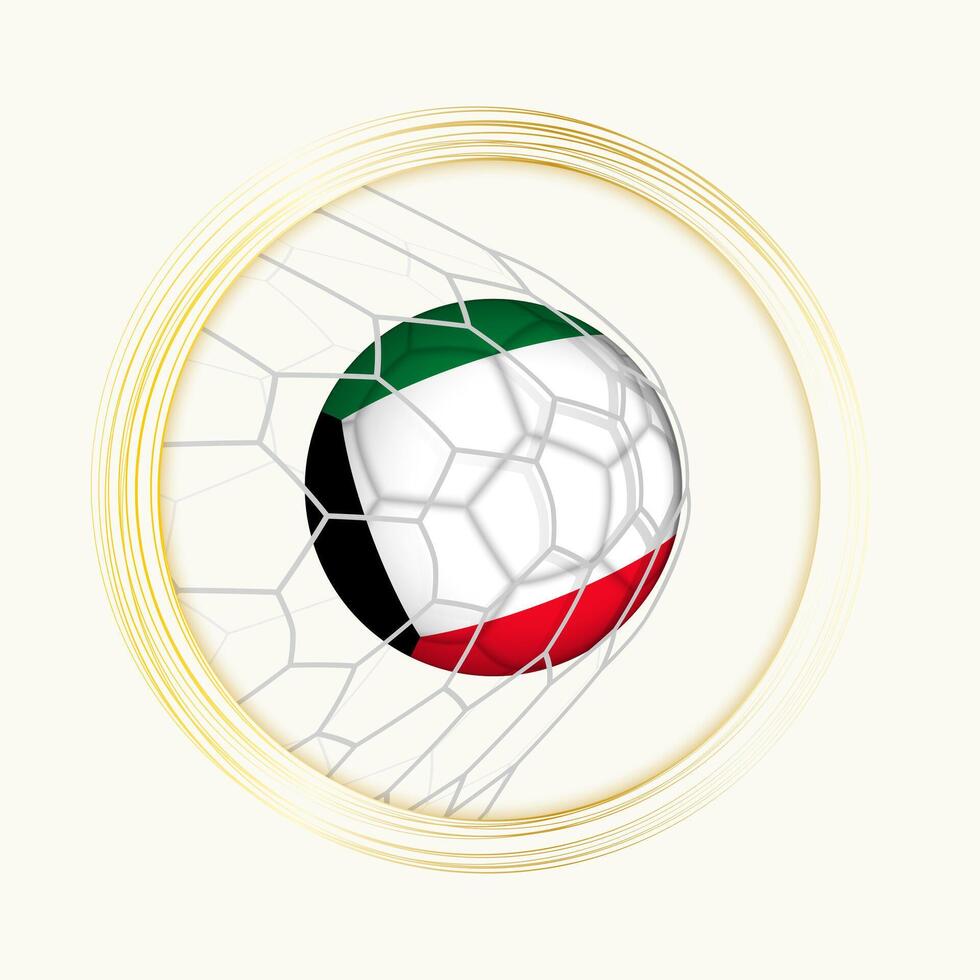 Kuwait scoring goal, abstract football symbol with illustration of Kuwait ball in soccer net. vector