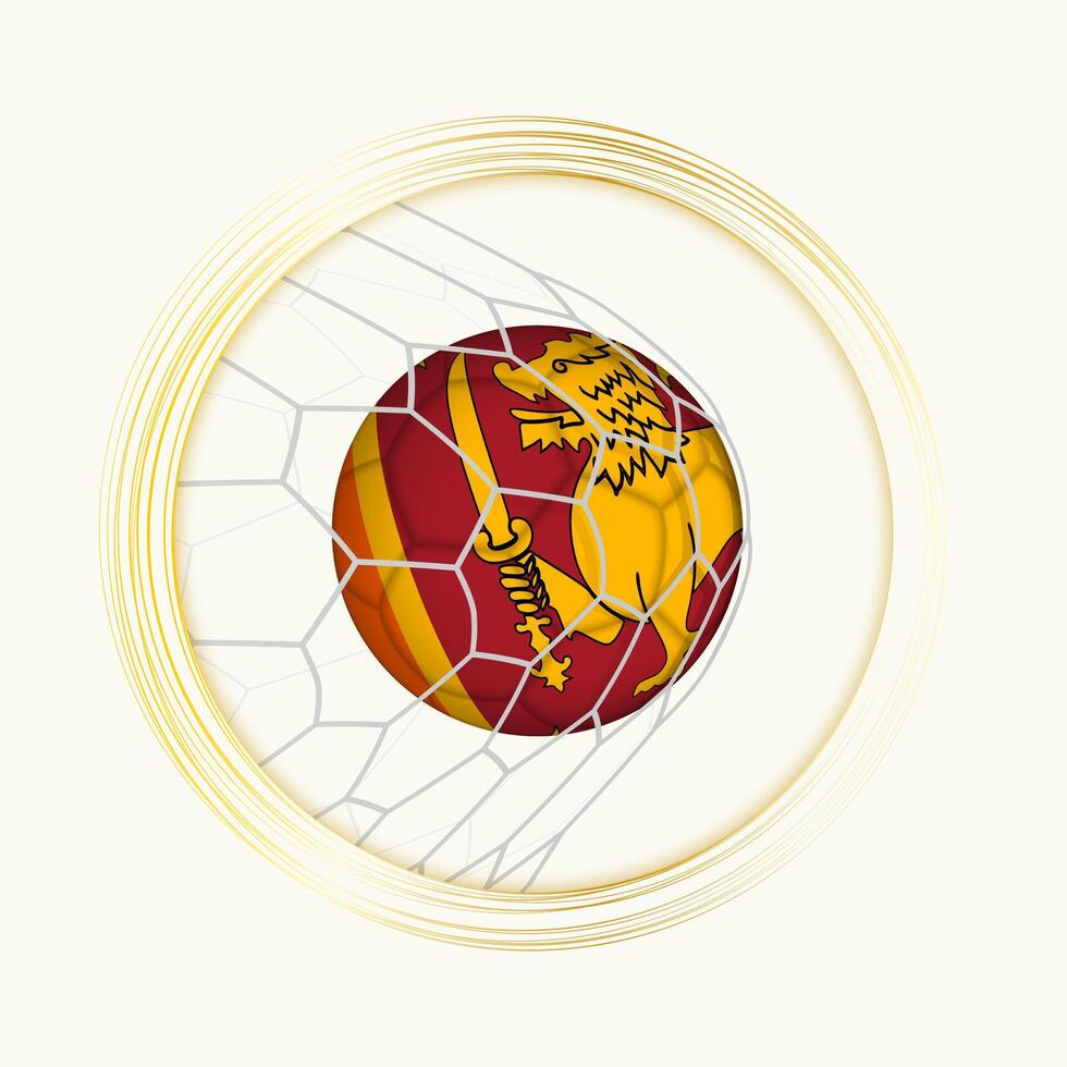 Sri Lanka scoring goal, abstract football symbol with illustration of Sri Lanka ball in soccer net. vector