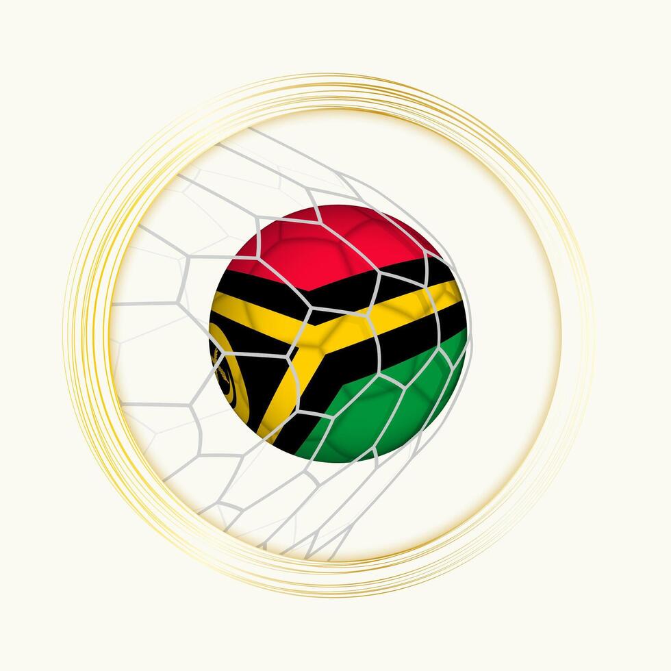 Vanuatu scoring goal, abstract football symbol with illustration of Vanuatu ball in soccer net. vector
