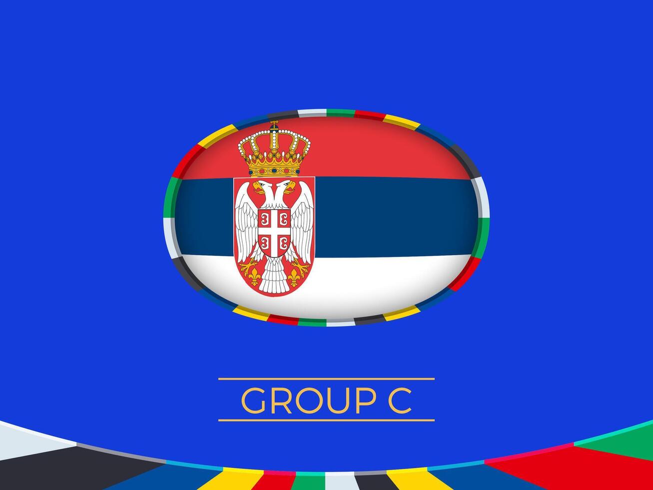 Serbia flag for 2024 European football tournament, national team sign. vector