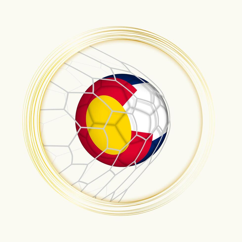 Colorado scoring goal, abstract football symbol with illustration of Colorado ball in soccer net. vector