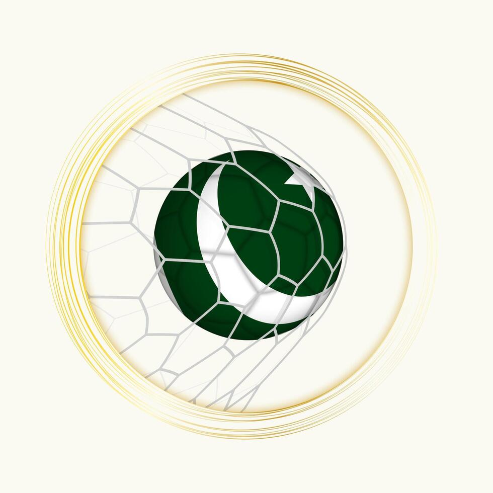 Pakistán puntuación meta, resumen fútbol americano símbolo con ilustración de Pakistán pelota en fútbol neto. vector