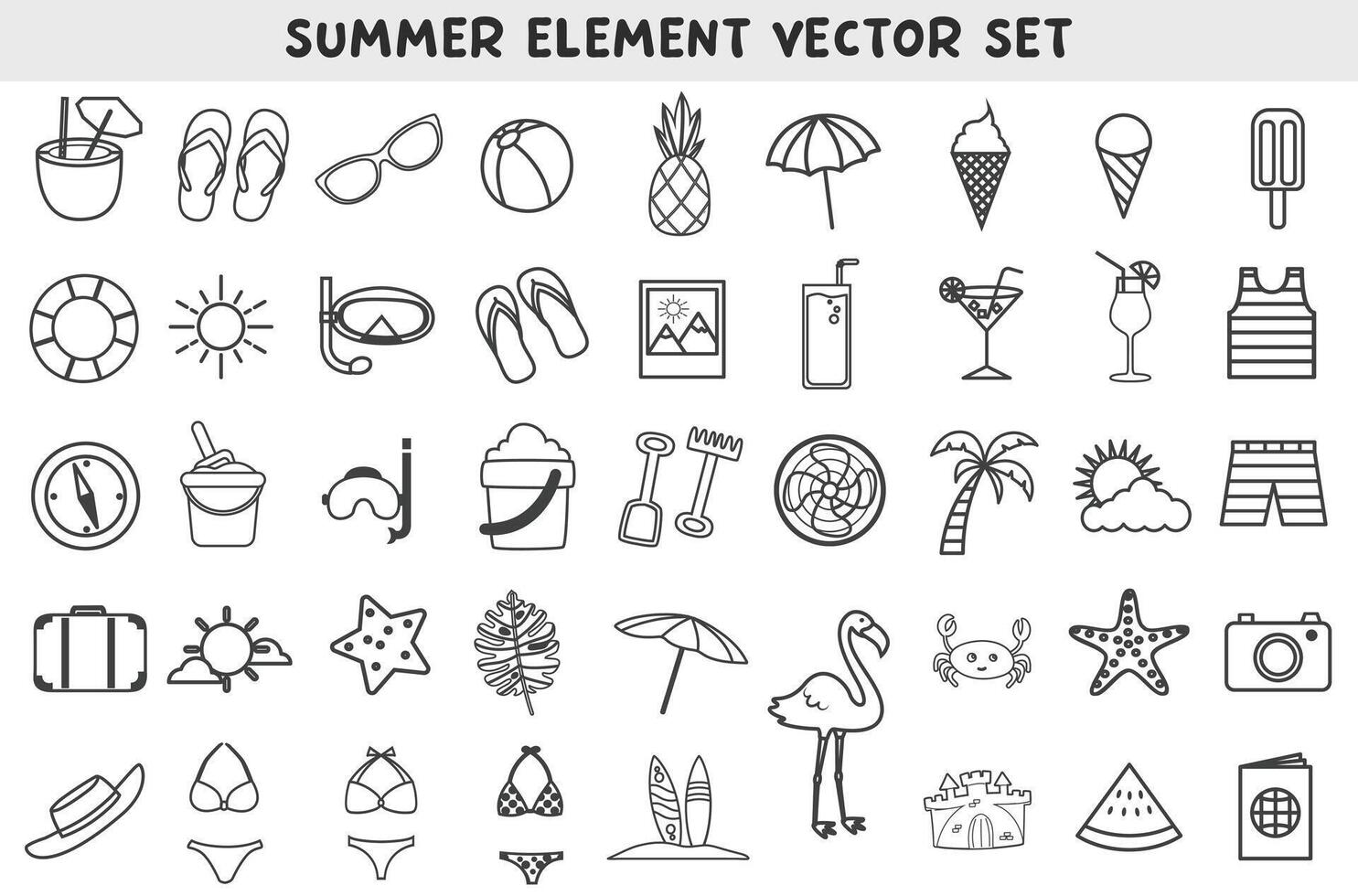 Summer icon set. Summer thin line icon. Icon isolated on white background. vector