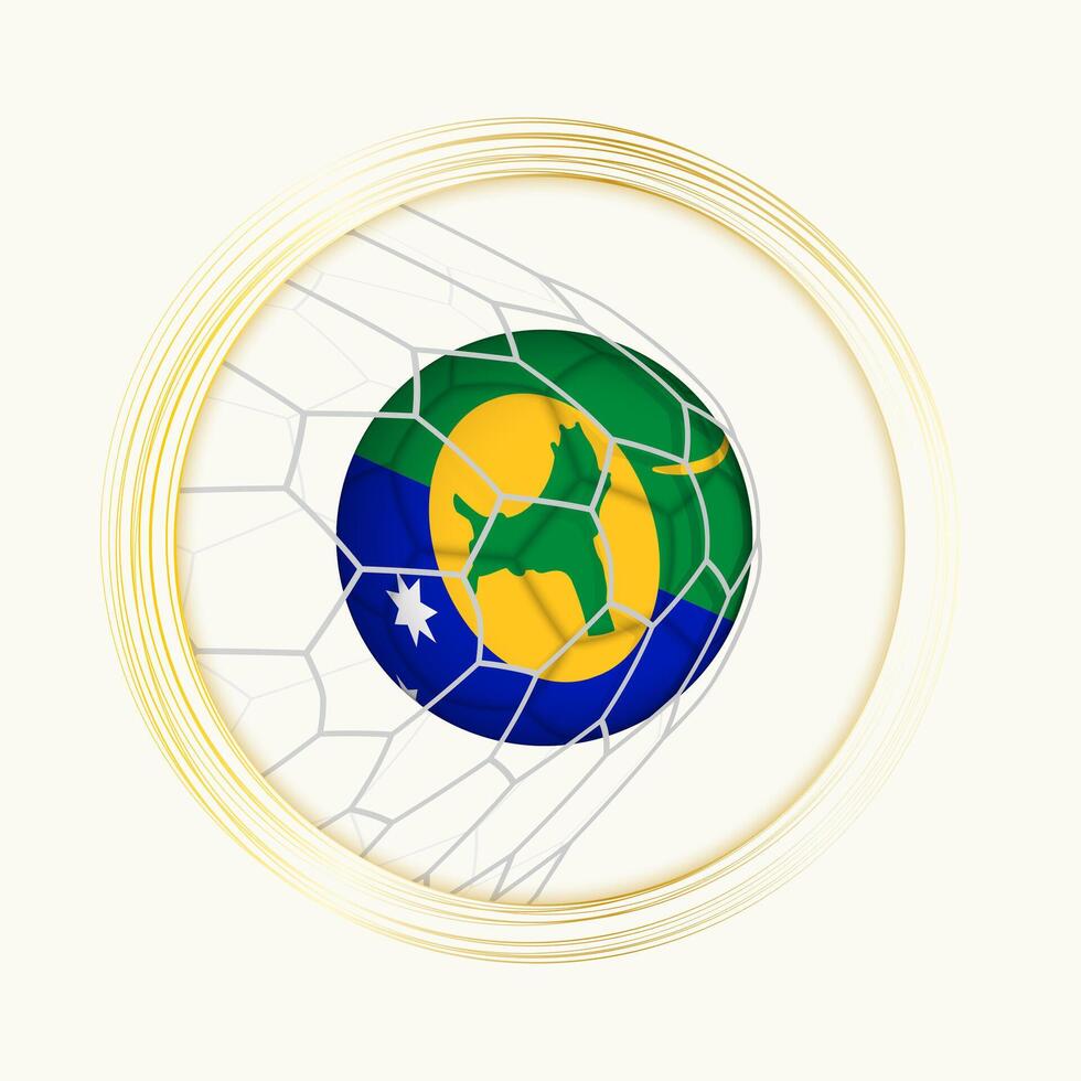 Christmas Island scoring goal, abstract football symbol with illustration of Christmas Island ball in soccer net. vector