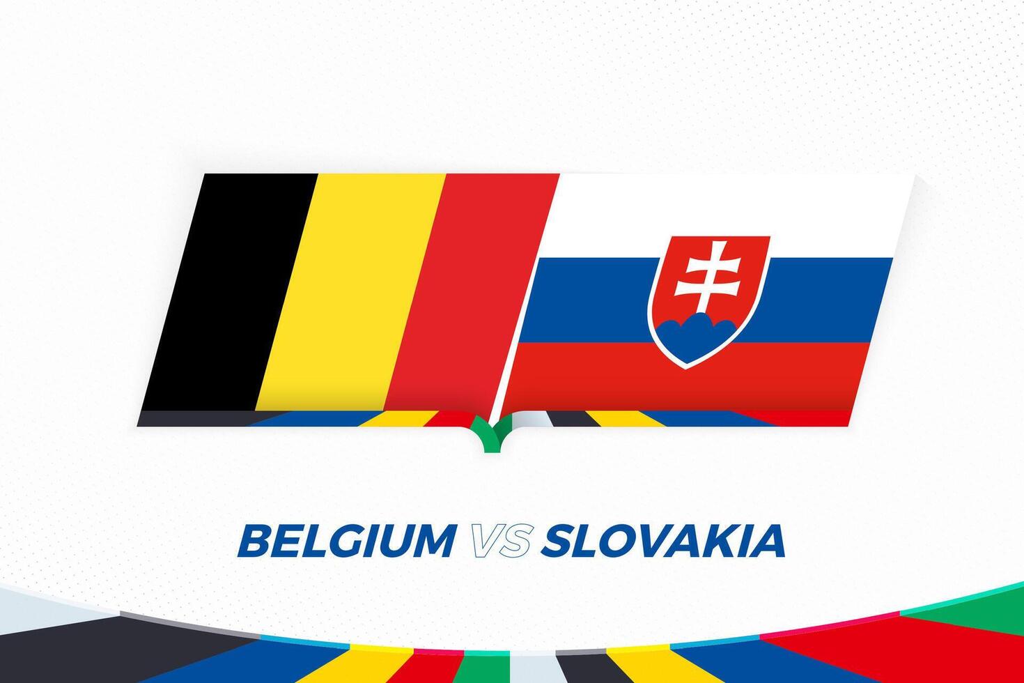 Belgium vs Slovakia in Football Competition, Group E. Versus icon on Football background. vector