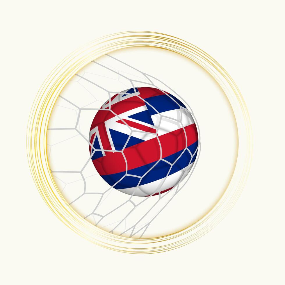 Hawaii scoring goal, abstract football symbol with illustration of Hawaii ball in soccer net. vector