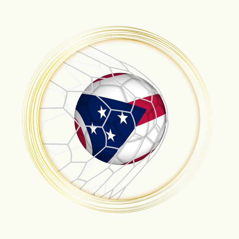 Ohio scoring goal, abstract football symbol with illustration of Ohio ball in soccer net. vector