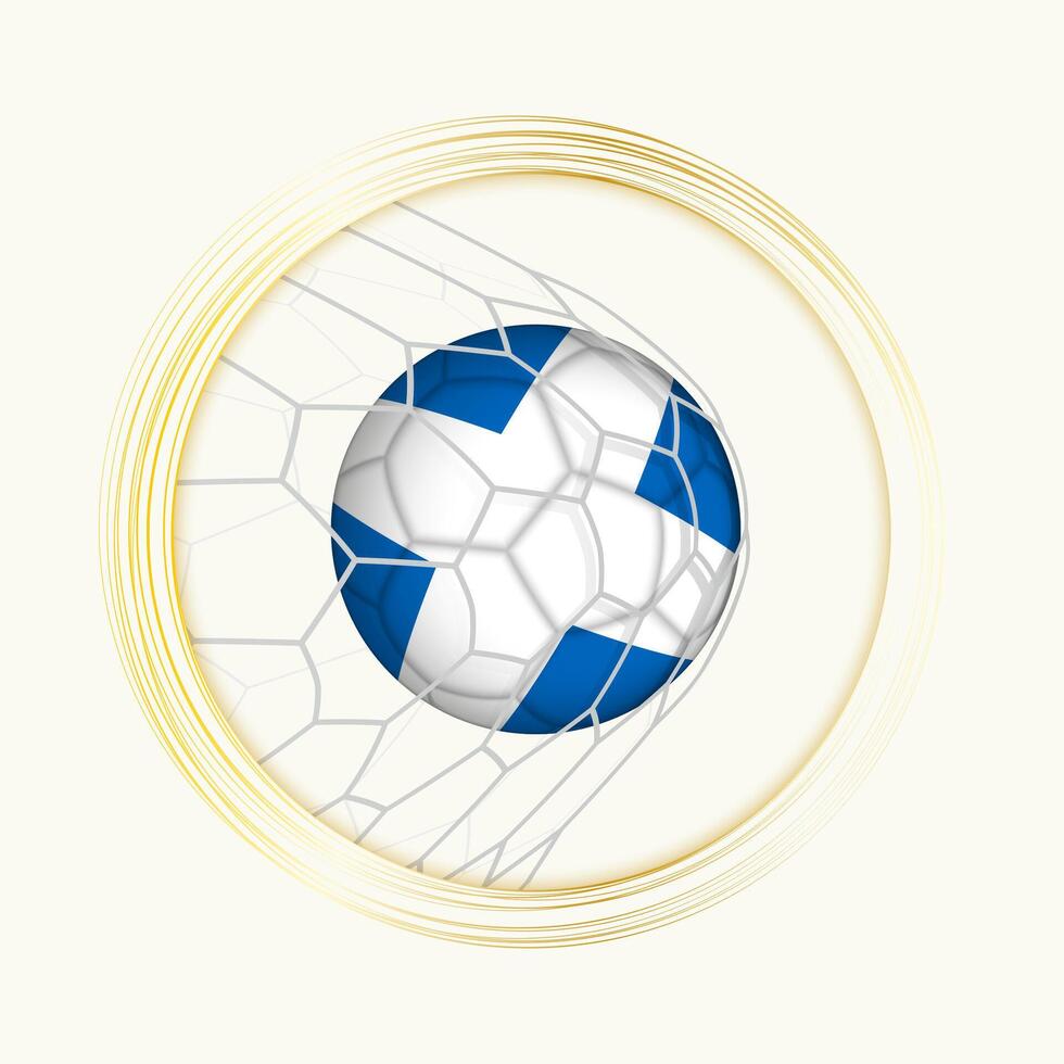 Scotland scoring goal, abstract football symbol with illustration of Scotland ball in soccer net. vector