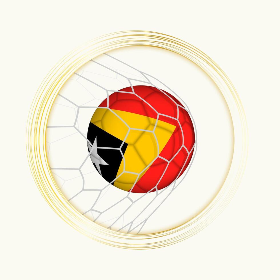 East Timor scoring goal, abstract football symbol with illustration of East Timor ball in soccer net. vector