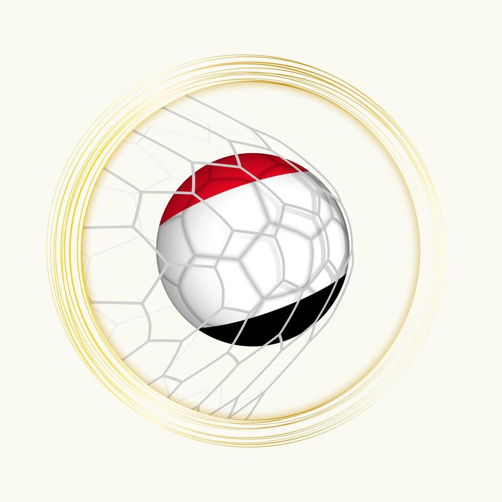 Yemen scoring goal, abstract football symbol with illustration of Yemen ball in soccer net. vector